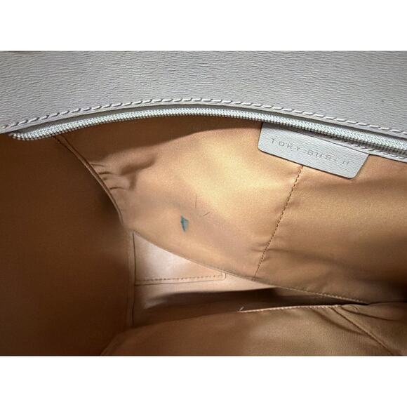 Tory Burch Parker Large Leather Tote Dust Storm Quiet Luxury Work Bag - Picture 6 of 9